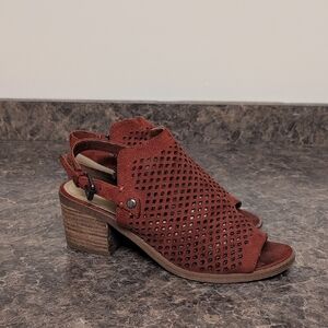 Marc Fisher Rust, Heeled Open Toe Booties Size 7